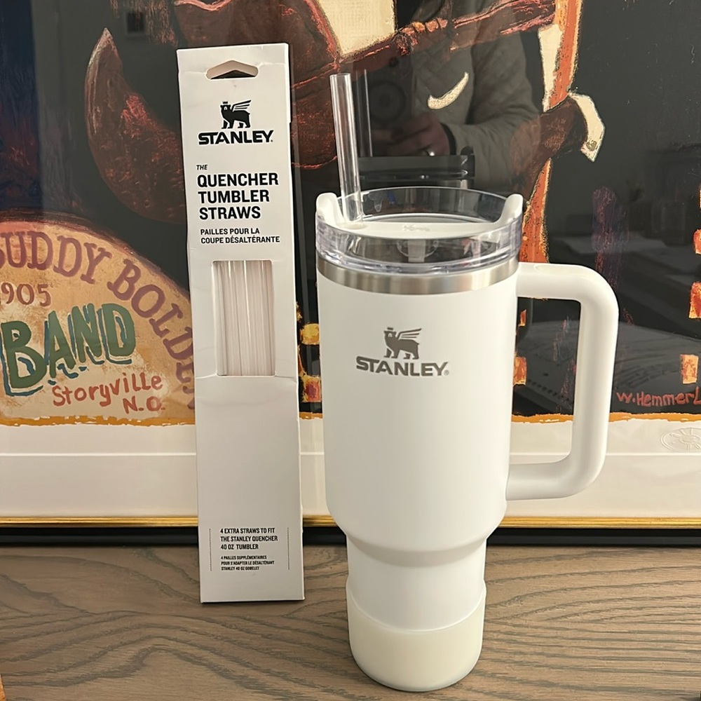 Stanley 40oz Tumbler with Rubber “Boot” and Pack of Straws (4 Straws Total)